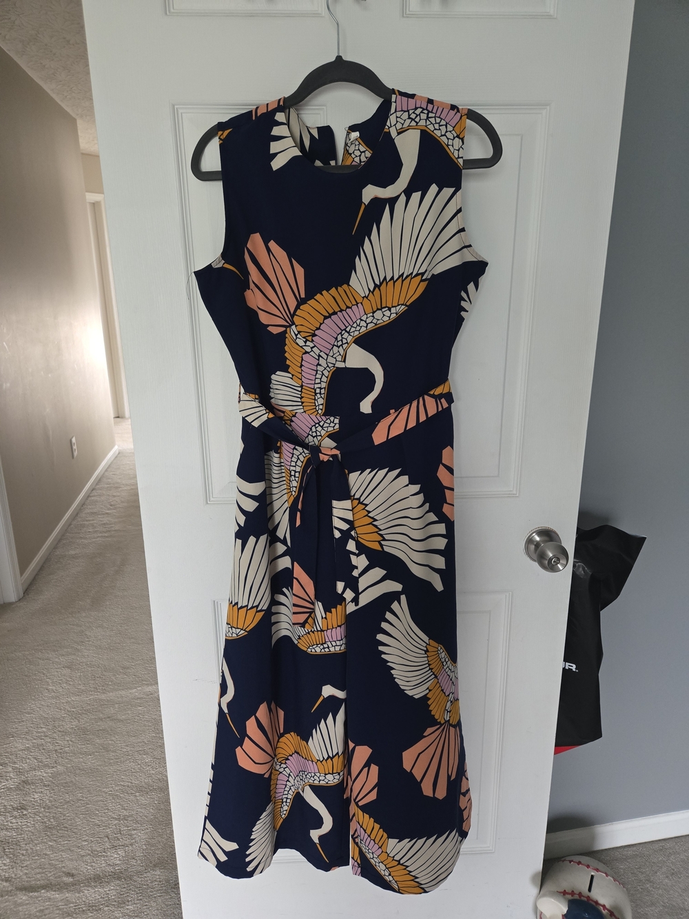 Navy Sleeveless Cropped Romper/Jumpsuit with Fun, Bold Print